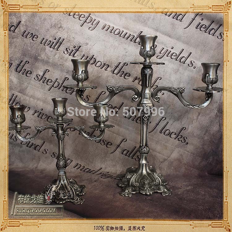 3 Ӹ Ƽ ּ к ̺   Ŭ Ź  д  /3 heads Vintage tin candle table decoration furnishings classical dining table mousse candlesticks sl